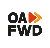 Logo with the letters "OAFWD" and red and orange arrows.